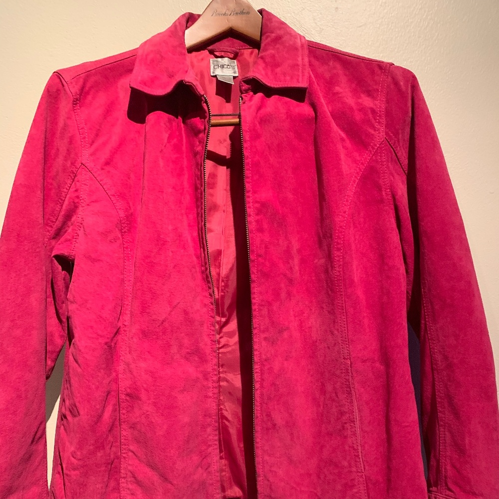 Pink Suede Fully Lined Jacket- Chicos - image 1